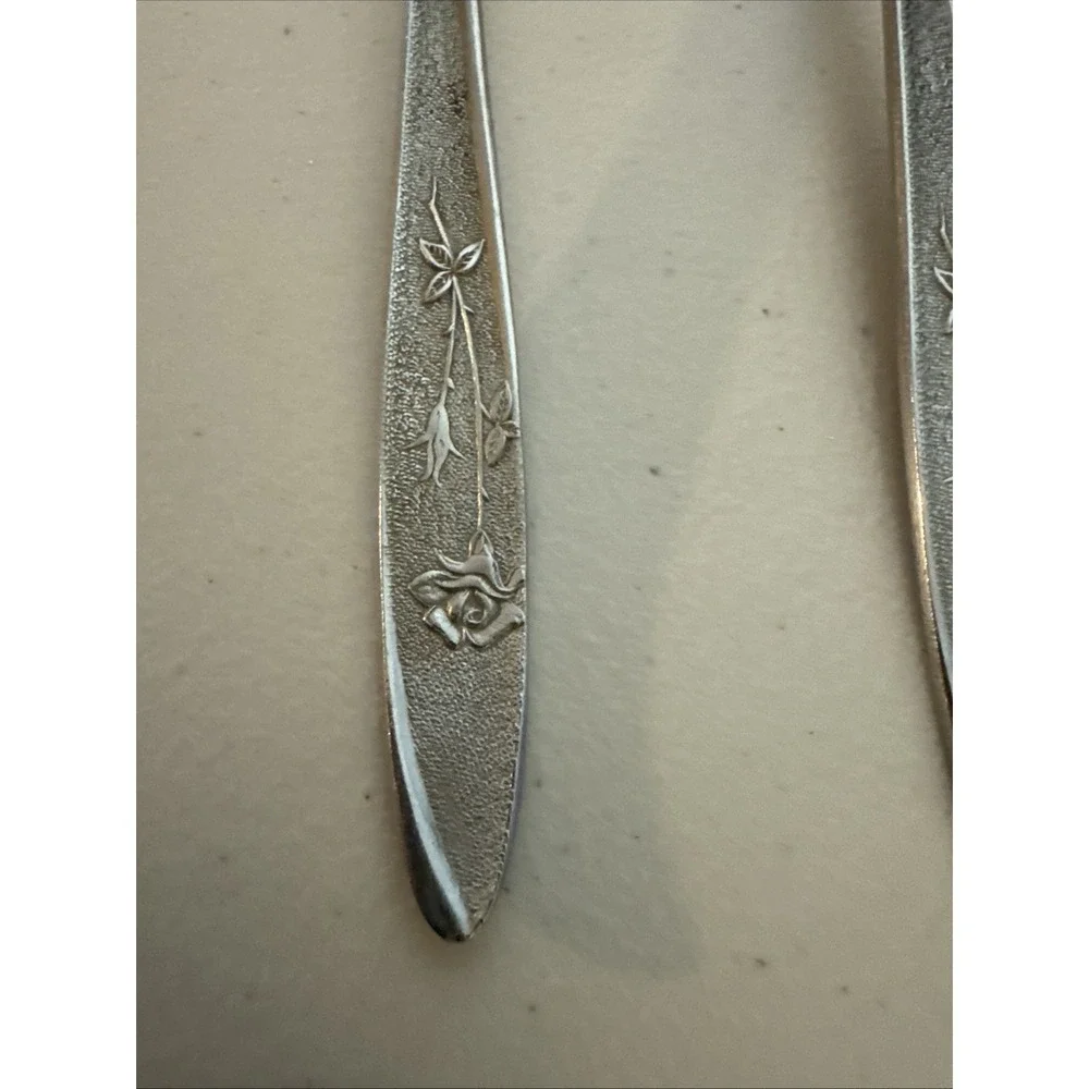 Stanley Roberts Stainless Japan Florentine Rose 3 Teaspoons Glossy Textured